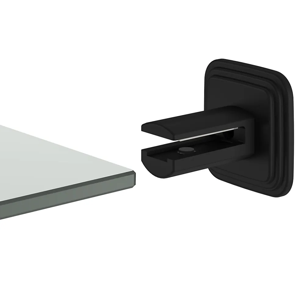 GoodHome Étagère de salle de bain en verre et acier inoxydable noir H.40 cm Teesta