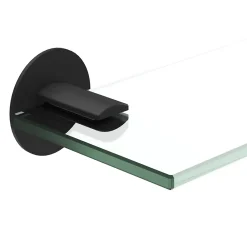 Etagère Salle De Bains|GoodHome Étagère de salle de bain en verre et acier inoxydable noir H.40 cm Cavally