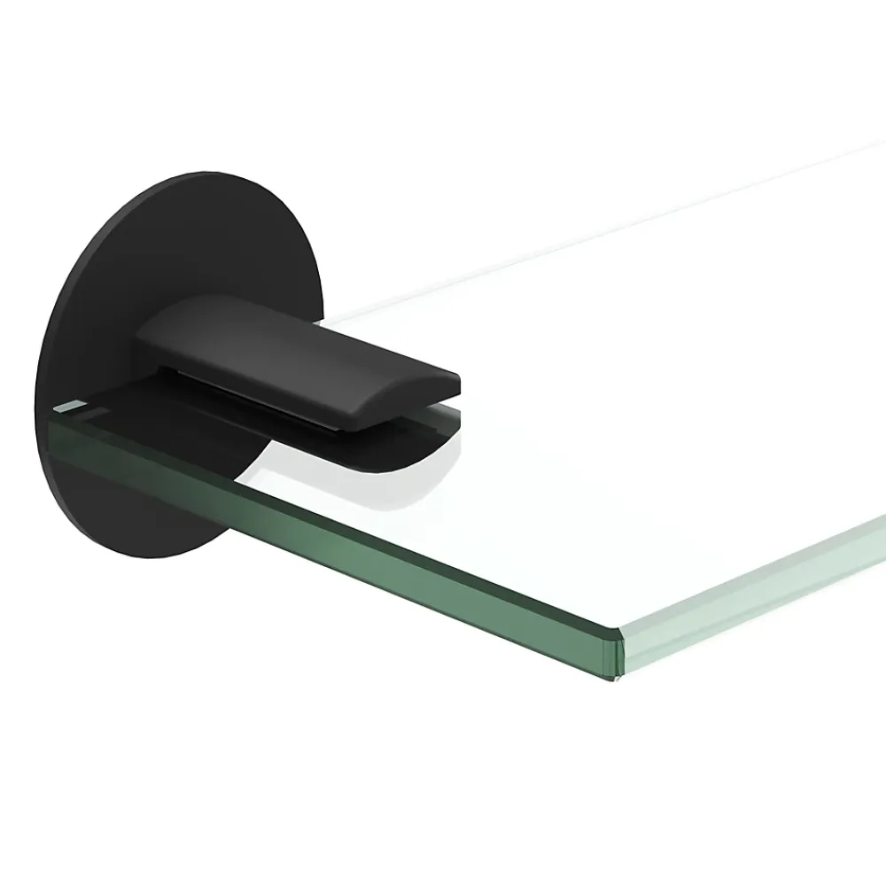Etagère Salle De Bains|GoodHome Étagère de salle de bain en verre et acier inoxydable noir H.40 cm Cavally