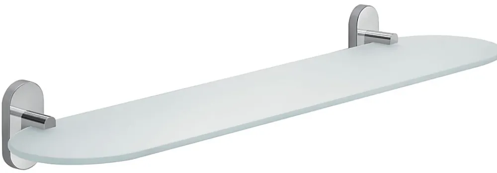 Kiamami Valentina Étagère De Salle De Bain En Verre Satiné Avec Supports En Métal Chromé - Cipro