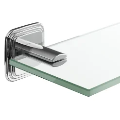 Etagère Salle De Bains|GoodHome Étagère de salle de bain en verre et acier inoxydable chromé H.40 cm Teesta