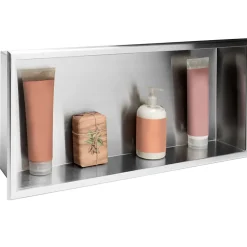Rea ÉTAGÈRE D'ENCASTREMENT POUR SALLE DE BAINS 3 30X60X10 BRUSH STEEL
