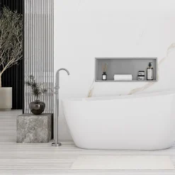 Rea ÉTAGÈRE D'ENCASTREMENT POUR SALLE DE BAINS 3 30X60X10 BRUSH STEEL