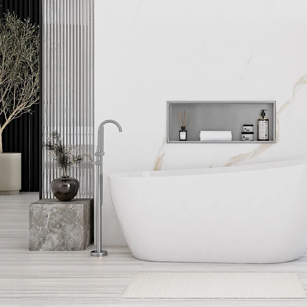 Rea ÉTAGÈRE D'ENCASTREMENT POUR SALLE DE BAINS 3 30X60X10 BRUSH STEEL