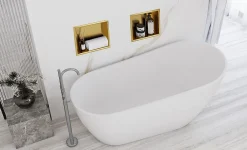 Etagère Salle De Bains|Rea ÉTAGÈRE D'ENCASTREMENT POUR SALLE DE BAINS 7 30X30X10 BRUSH GOLD