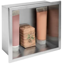 Rea ÉTAGÈRE D'ENCASTREMENT POUR SALLE DE BAINS 1 30X30X10 BRUSH STEEL
