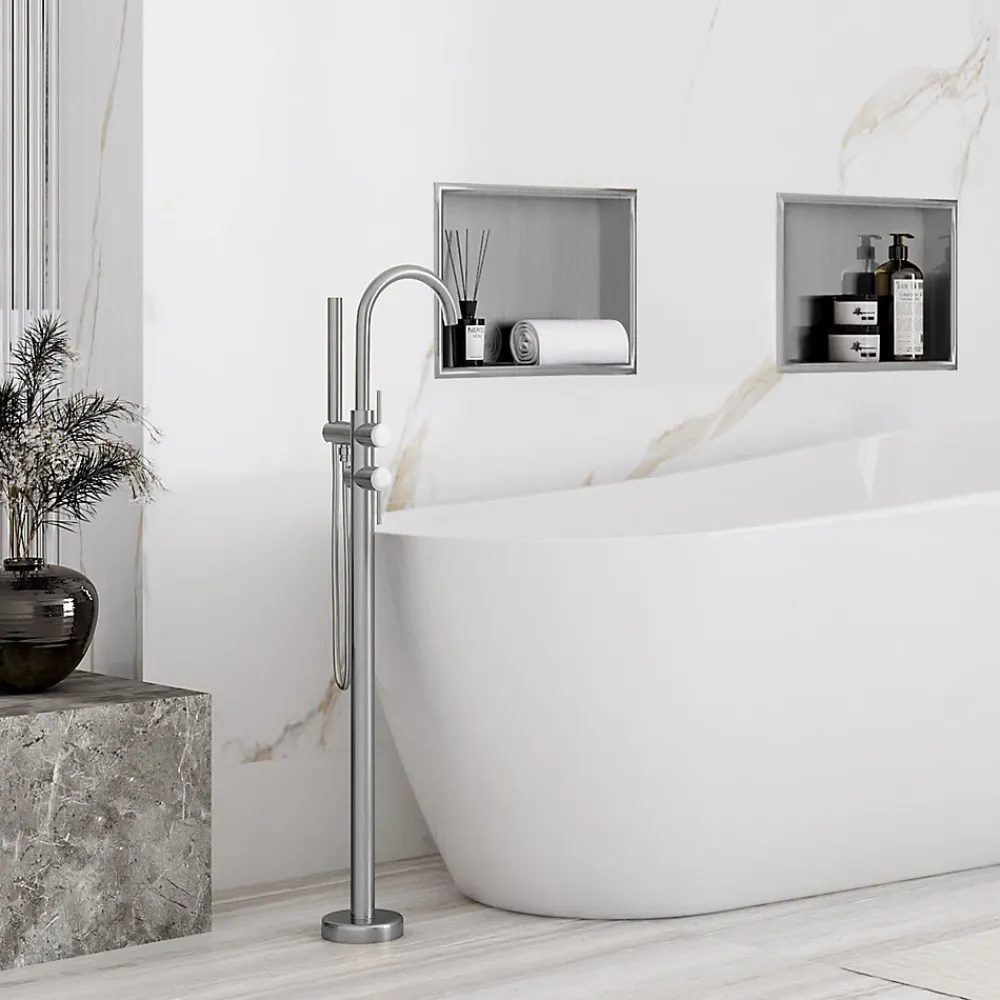 Rea ÉTAGÈRE D'ENCASTREMENT POUR SALLE DE BAINS 1 30X30X10 BRUSH STEEL