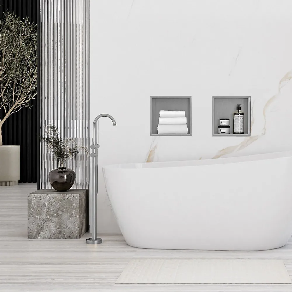 Rea ÉTAGÈRE D'ENCASTREMENT POUR SALLE DE BAINS 1 30X30X10 BRUSH STEEL