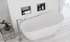 Rea ÉTAGÈRE D'ENCASTREMENT POUR SALLE DE BAINS 1 30X30X10 BRUSH STEEL