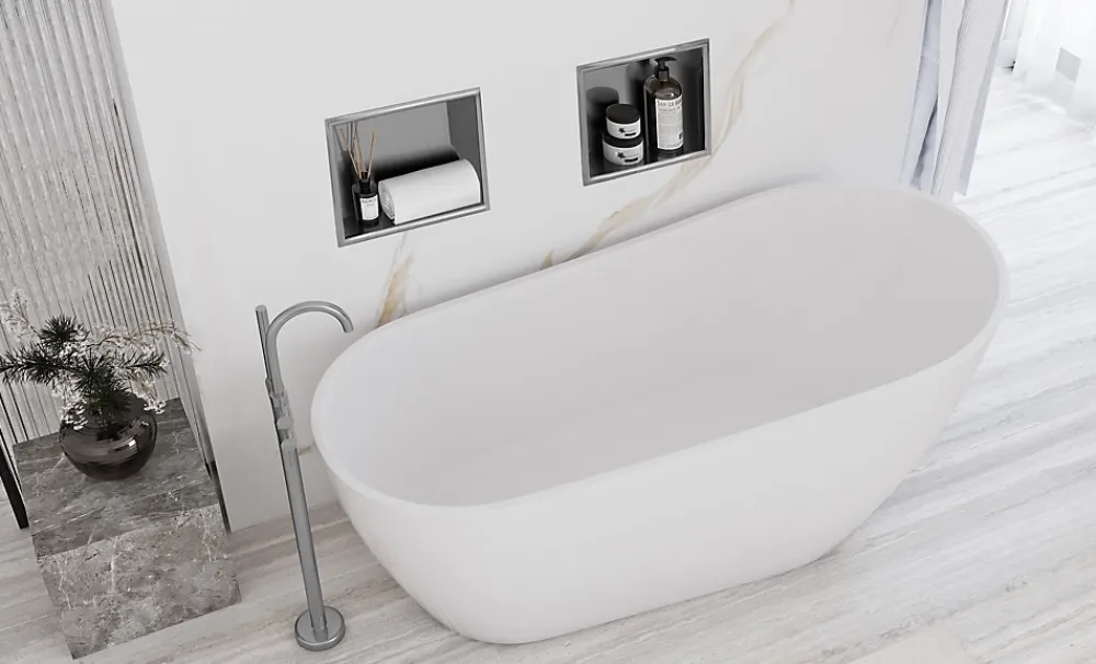 Rea ÉTAGÈRE D'ENCASTREMENT POUR SALLE DE BAINS 1 30X30X10 BRUSH STEEL