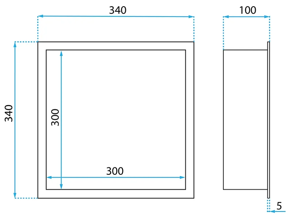 Rea ÉTAGÈRE D'ENCASTREMENT POUR SALLE DE BAINS 1 30X30X10 BRUSH STEEL