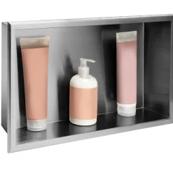 Etagère Salle De Bains|Rea ÉTAGÈRE D'ENCASTREMENT POUR SALLE DE BAINS 2 30X45X10 BRUSH STEEL