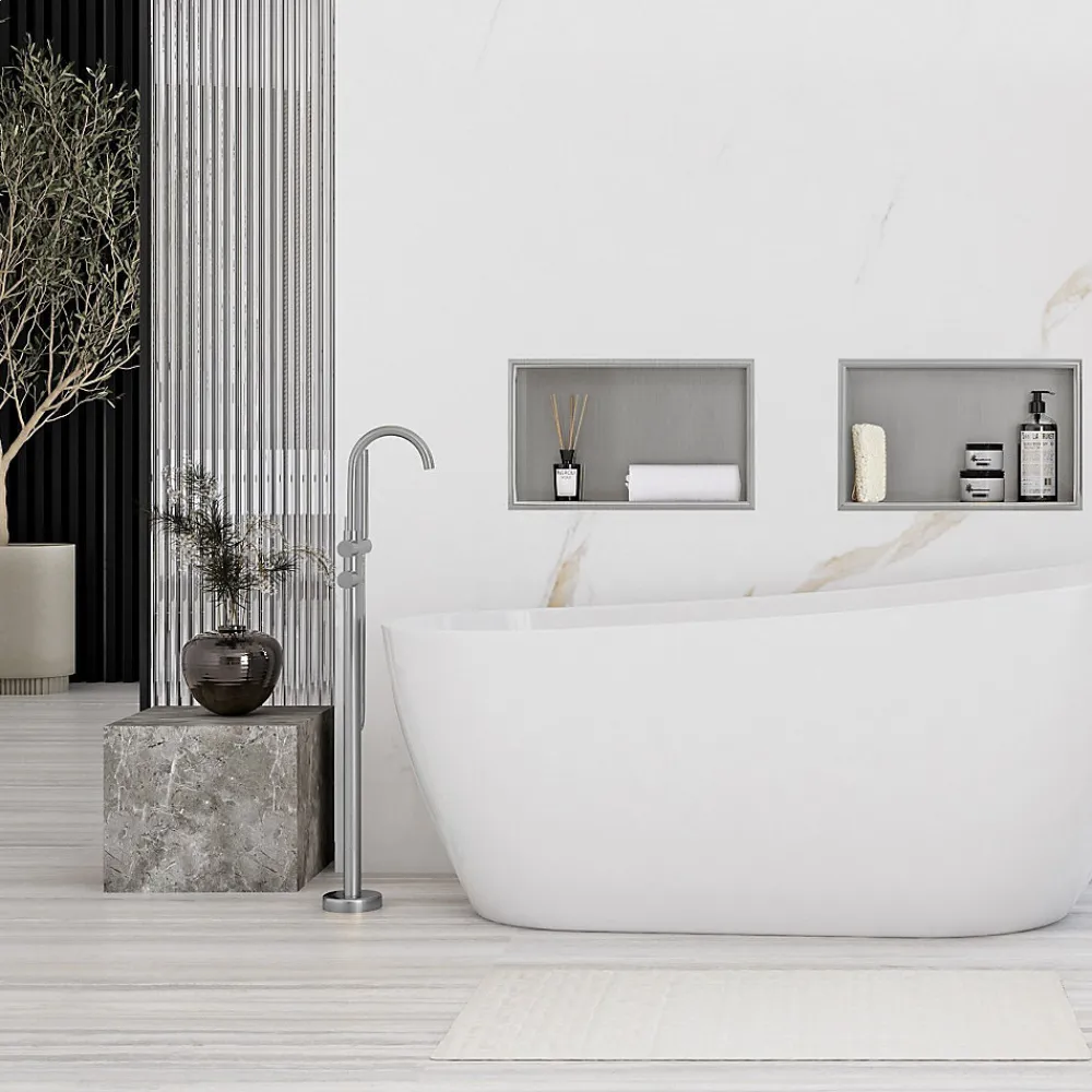 Etagère Salle De Bains|Rea ÉTAGÈRE D'ENCASTREMENT POUR SALLE DE BAINS 2 30X45X10 BRUSH STEEL