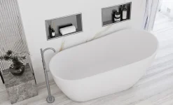 Etagère Salle De Bains|Rea ÉTAGÈRE D'ENCASTREMENT POUR SALLE DE BAINS 2 30X45X10 BRUSH STEEL