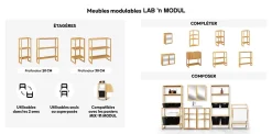 5Five Étagère haute 2 niveaux 30cm Bambou Lab'n modul -