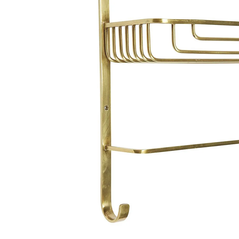 Signature Étagère Murale 2 Niveaux avec Porte-Serviettes en Laiton Dorée - L42 x H56cm