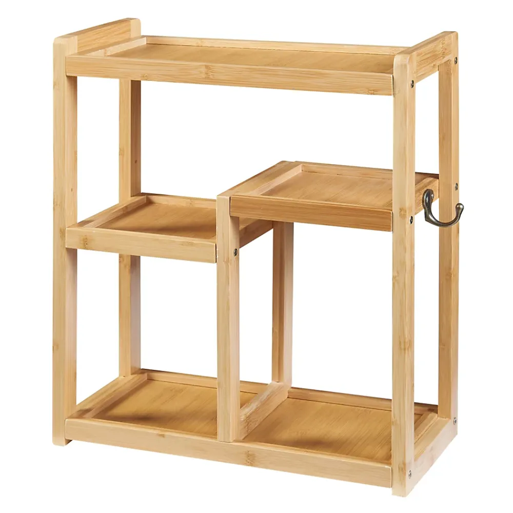 Etagère Salle De Bains|Meuble De Salle De Bains Faible Profondeur|[En.Casa] Étagère murale pour salle de bain Höör bambou 42 x 37 x 17 cm naturel en.casa