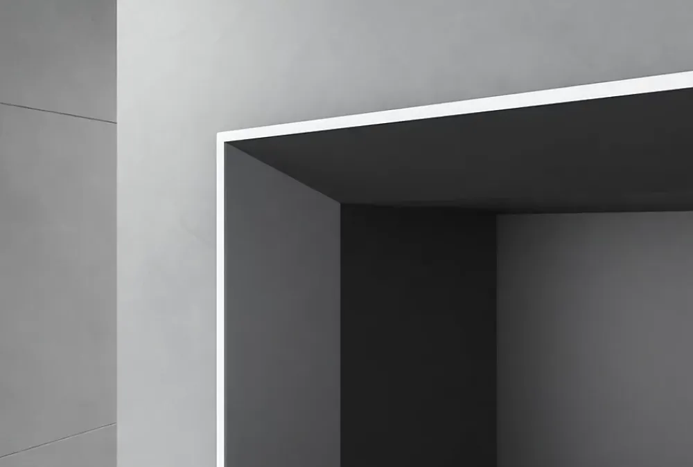 Bernstein Étagère murale suspendue carré design en MDF, résistant à l'humidité, laqué 7 fois - 32x32x17,7cm - ARCTIC 320 - Blanc mat