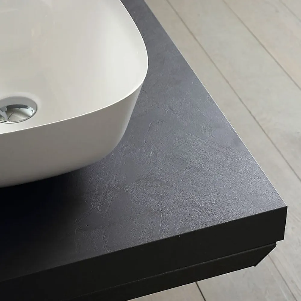 Plan De Travail Salle De Bains|Kiamami Valentina Étagère Pour Lavabo Sur Pied En Bois Gris 90 Cm - Valentina