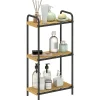 Homcom Étagère salle de bain bambou verni 3 niveaux autoportante cadre acier noir