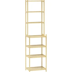 Homcom Étagère salle de bain bois bambou verni 7 niveaux étagères à lattes dim. 44 x 33 x 180 cm