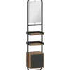 Armoire De Toilette|Homcom Étagère salle de bain design vintage avec miroir - porte, 2 étagères - 40 x 30 x 179 cm - métal noir effet bois