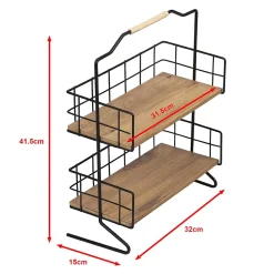 [En.Casa] Étagère Sallingsund avec 2 surfaces de stockage pour salle de bain noir effet bois en.casa