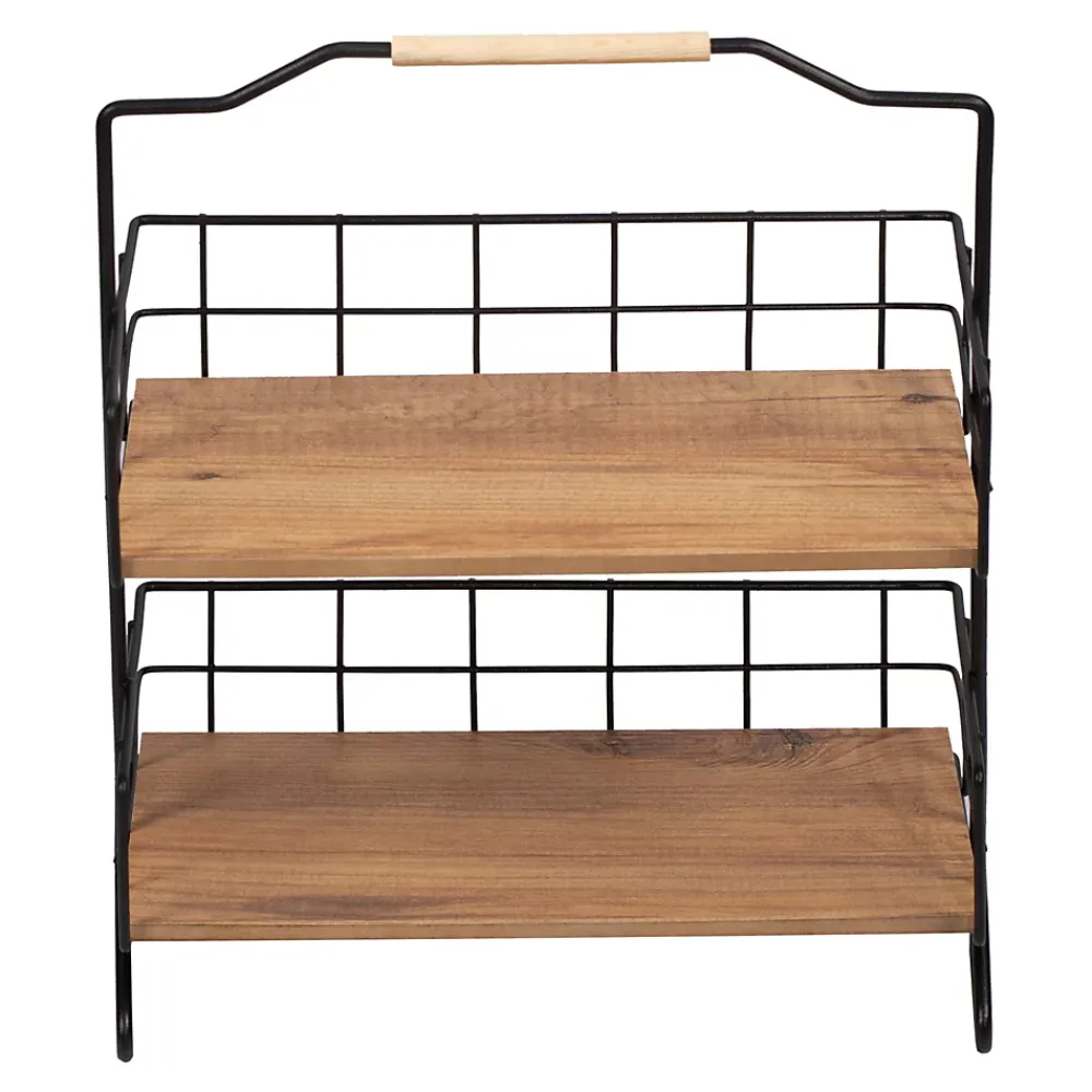 [En.Casa] Étagère Sallingsund avec 2 surfaces de stockage pour salle de bain noir effet bois en.casa
