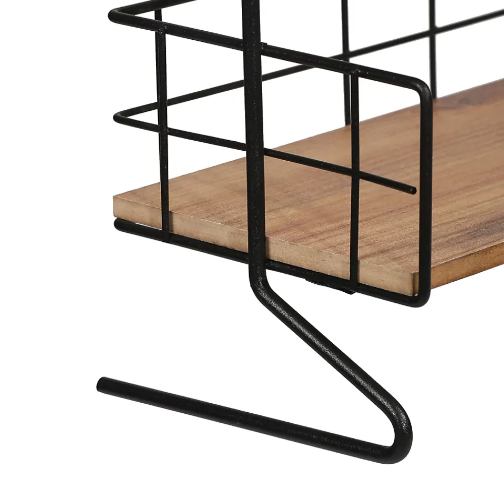 [En.Casa] Étagère Sallingsund avec 2 surfaces de stockage pour salle de bain noir effet bois en.casa