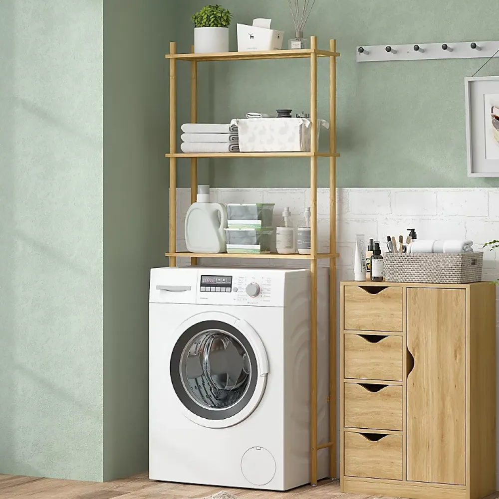 Etagère Salle De Bains|ProximaX Étagère WC 3 niveaux en bois naturel, meuble salle de bain gain de place avec système anti-basculement, style champêtre