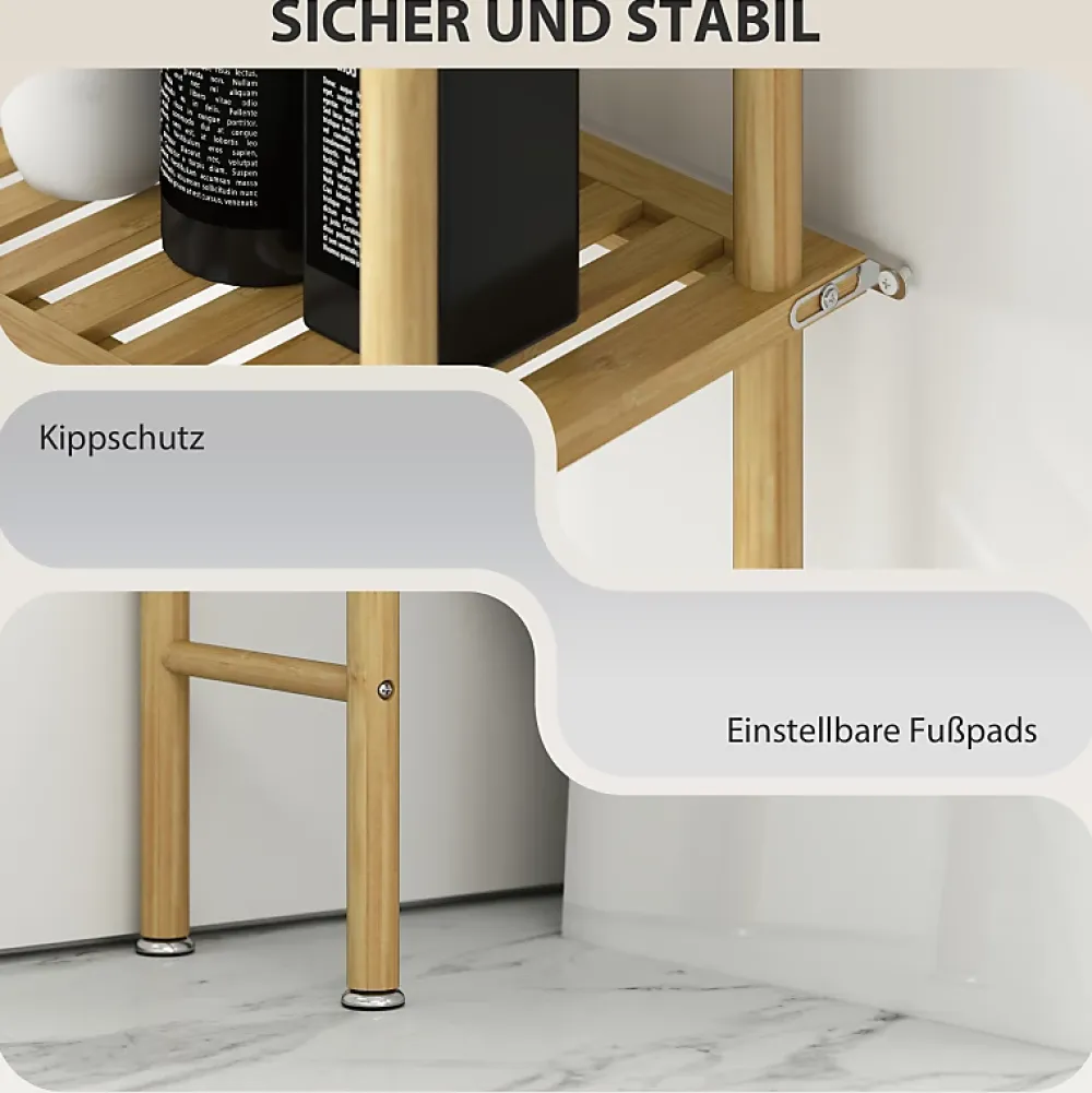 Etagère Salle De Bains|ProximaX Étagère WC 3 niveaux en bois naturel, meuble salle de bain gain de place avec système anti-basculement, style champêtre