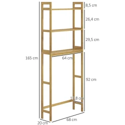 Etagère Salle De Bains|ProximaX Étagère WC autoportante 3 niveaux en bambou naturel, meuble salle de bain gain de place avec système anti-basculement