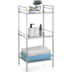 Etagère Salle De Bains|Idimex Étagères salle de bains MATIS, avec 3 tablettes en métal chromé