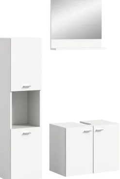 Meuble Sous Lavabo|Chb Collection Tambo - Ensemble de 3 meubles de salle de bains (L/H/P : 102x186x33 cm) en mélaminé blanc, vasque non incluse