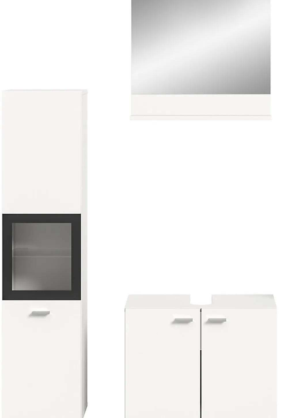 Chb Collection Tambo - Ensemble de 3 meubles de salle de bains (L/H/P : 102x186x33 cm) en mélaminé blanc, vasque non incluse