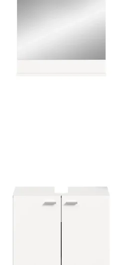 Meuble Sous Lavabo|Chb Collection Tambo - Meuble sous lavabo et miroir (L/H/P : 57x44x33 cm) en mélaminé blanc, vasque non incluse