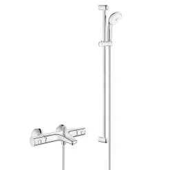 Robinet De Baignoire|Grohe Tempesta 100 ensemble de douche complet 3 jets + mitigeur thermostatique bain/douche 1/2", chrome (34598000-28789002)