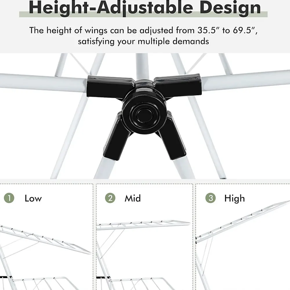 Giantex étendoir à Linge à 2 Niveaux,avec Barre de Support Réglable,26 Pinces,Cintre à Linge Pliable,Gain de Place et Collapsible