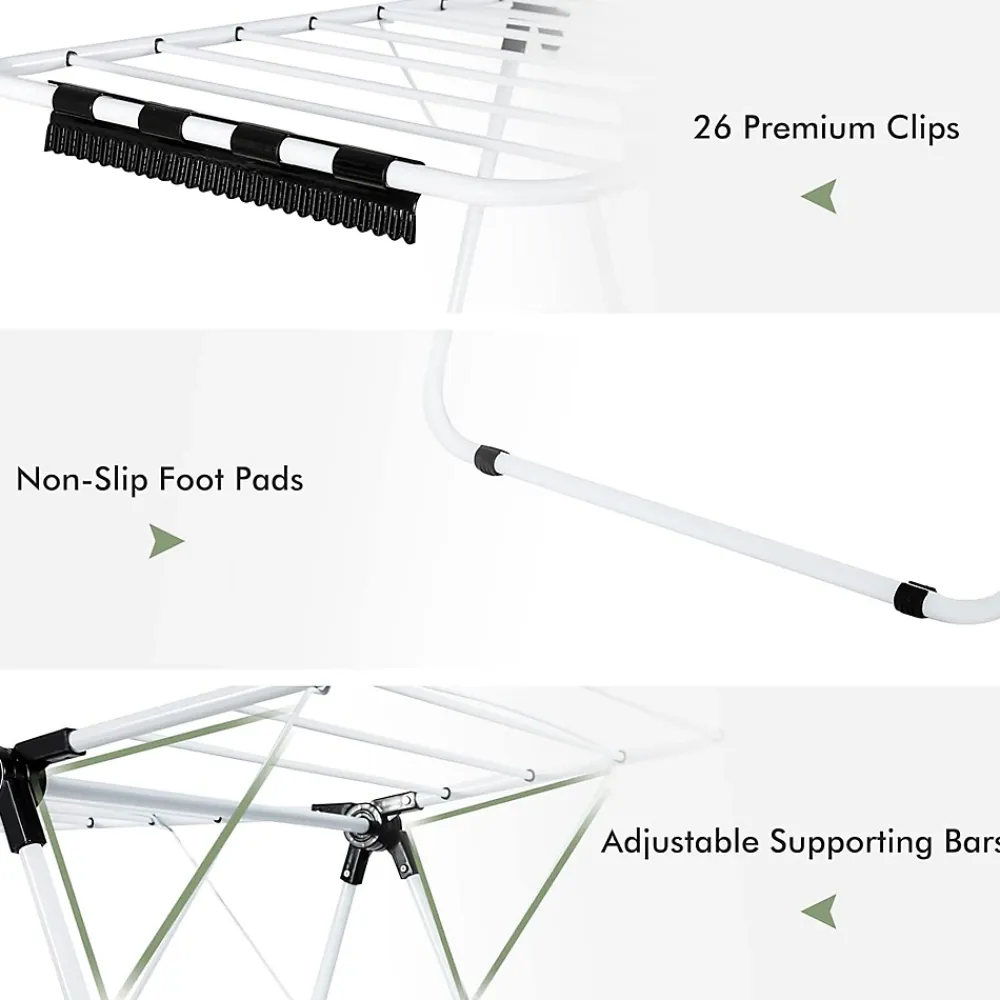 Giantex étendoir à Linge à 2 Niveaux,avec Barre de Support Réglable,26 Pinces,Cintre à Linge Pliable,Gain de Place et Collapsible