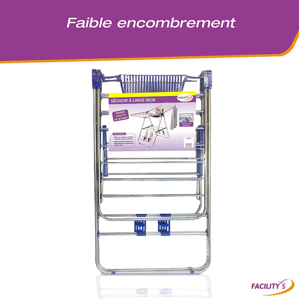 Facility'S Étendoir à linge pliable avec porte cintres