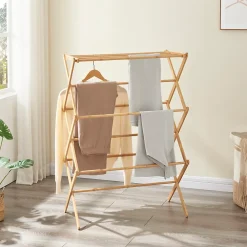 Etendoir À Linge|[En.Casa] Étendoir à linge pliable Grinau bambou 128 x 72 x 44 cm naturel en.casa