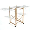 Etendoir À Linge|Kitchen Move Étendoir à linge pliable sur roulettes 32 m d'étendage 2 niveaux, aluminium effet bois et plastique blanc, Ushuaia