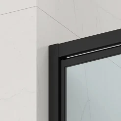 Swiss Aqua Technologies TEX-C Porte de douche 100x195cm ouverture gain de place anticalcaire avec profilés noir mat (SATTEXC100CT)