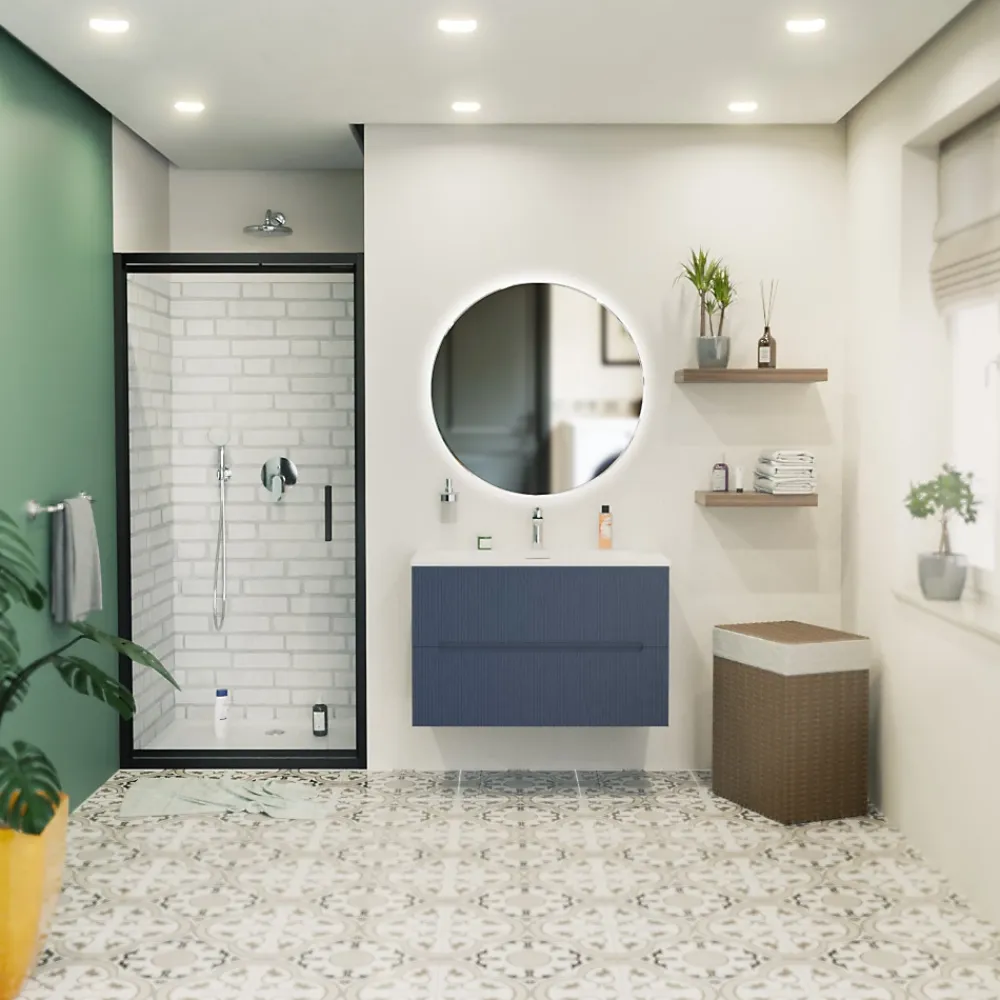 Swiss Aqua Technologies TEX-C Porte de douche 100x195cm ouverture gain de place anticalcaire avec profilés noir mat (SATTEXC100CT)
