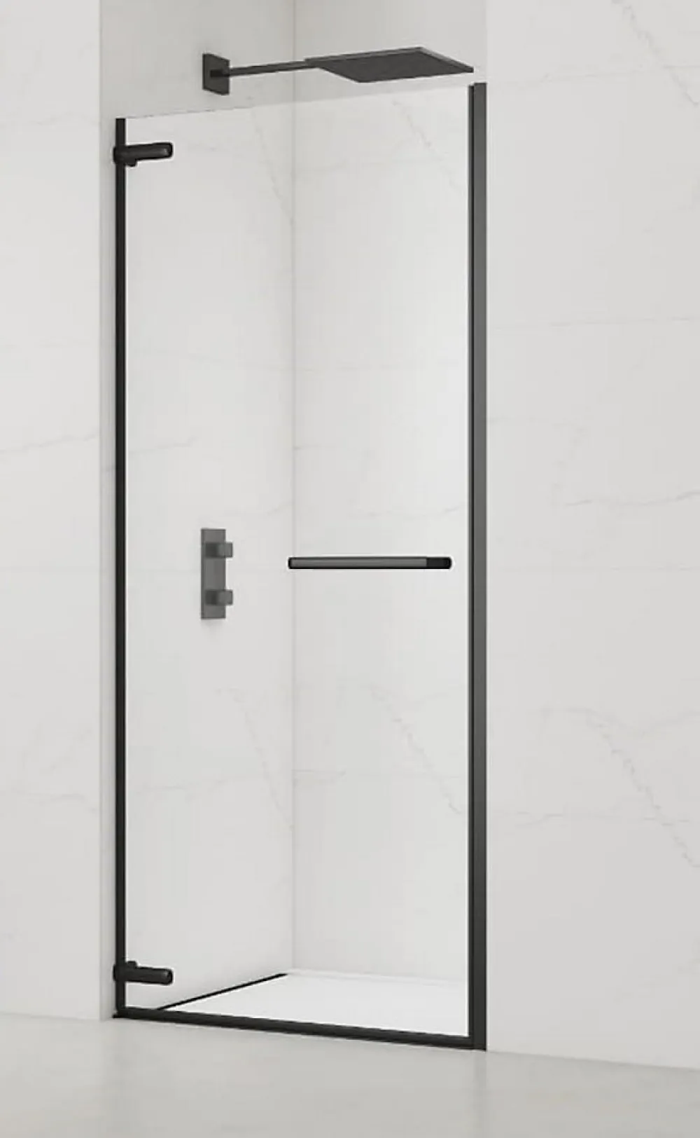 Porte De Douche|Swiss Aqua Technologies TGD NEW Porte de douche 100x200cm pivotante anticalcaire avec profilé noir mat (SATTGDO100NIKAC)