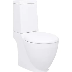 Vidaxl Toilette en céramique écoulement d eau à l arrière blanc