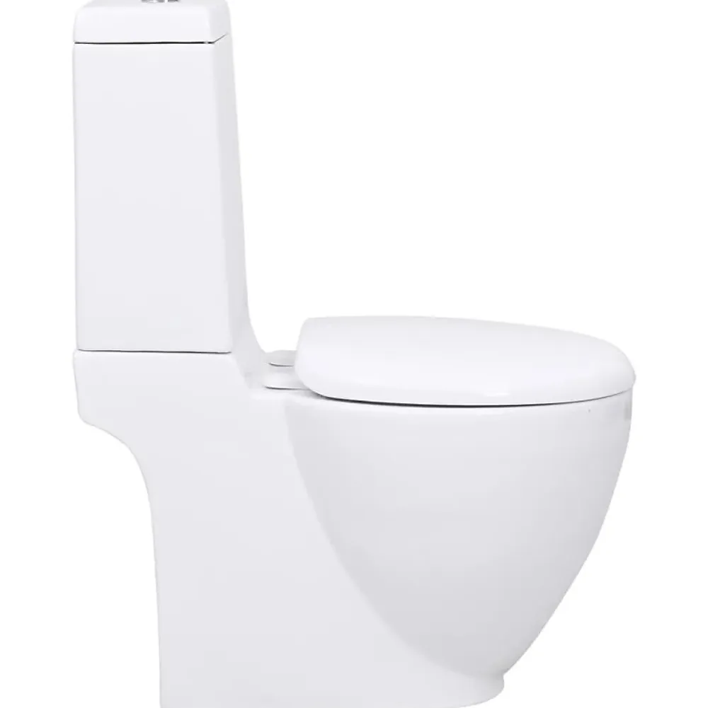 Vidaxl Toilette en céramique écoulement d eau à l arrière blanc