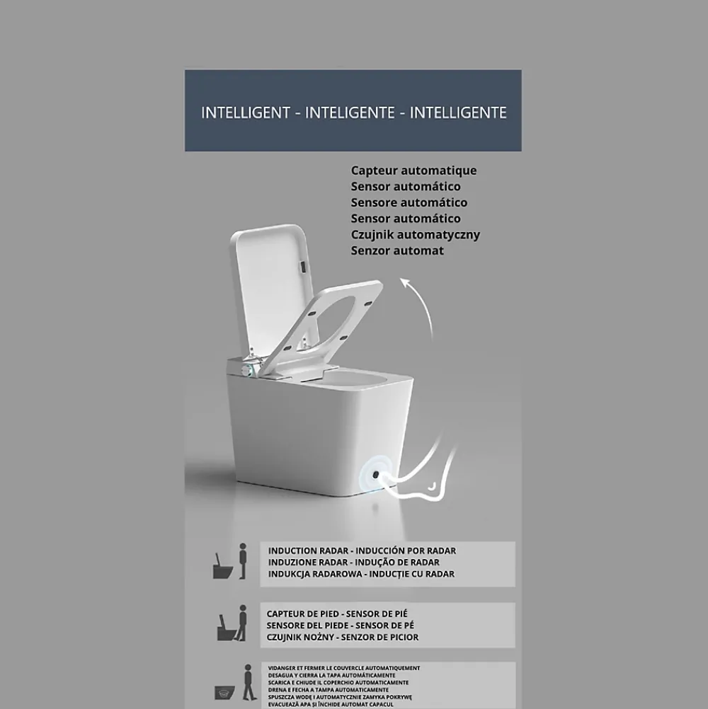 Wc Japonais|Nashi Toilette japonaise OVIAN SQUARE SORTIE VERTICALE, WC lavant automatique, design carré gamme supérieure