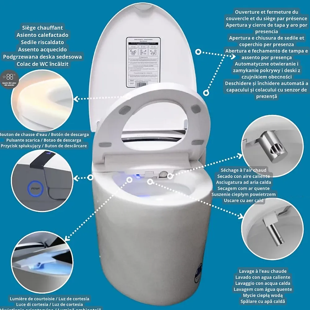 Nashi Toilette japonaise ALDARA IPLUS 5 SORTIE DUALE, WC lavant automatique, injecteur en titane, canule de séchage, gamme premium