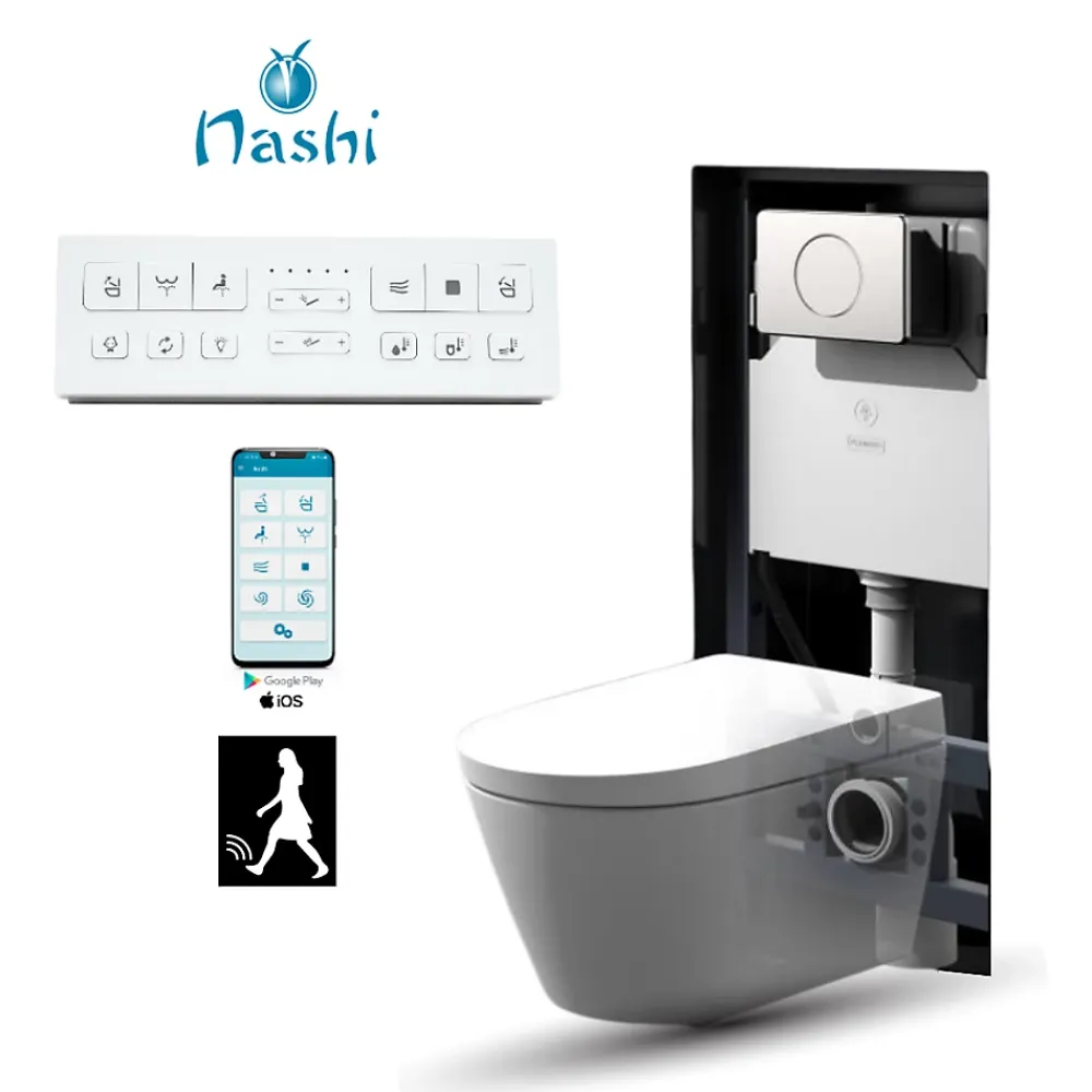 Wc Japonais|Nashi Toilette japonaise EOS PRO suspendue, WC lavant automatique, gamme supérieure